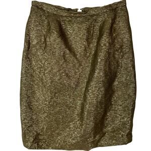 Vintage 60s Gold Metallic Skirt Lurex Pencil Party Costume 28W Medium As-Is